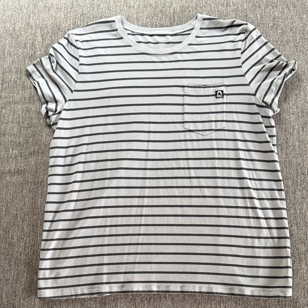 Rags to Raches Gray Tee with Black Stripes